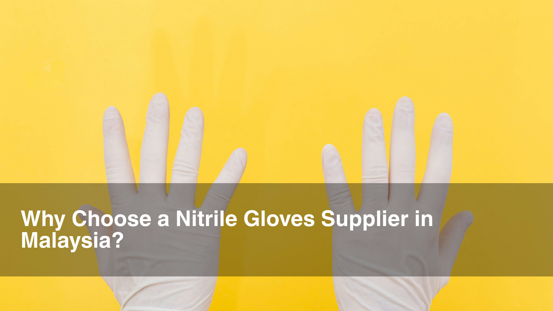 White nitrile gloves in front of yellow background